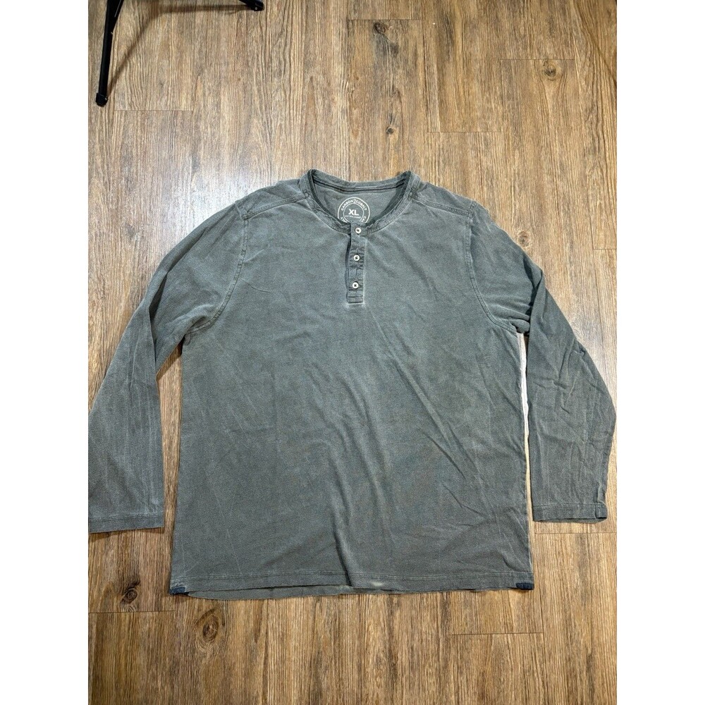 Carbon 2 Cobalt Mens Gray Slub Cotton Henley Short Sleeve Shirt XL